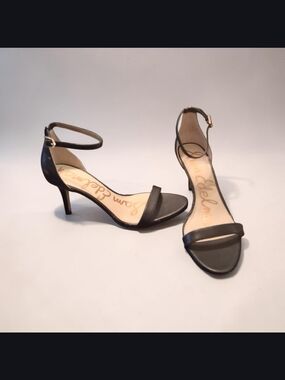 Sam Edelman Black Ankle-Strap Sandals Womens Size 9 Heels Stiletto Heal